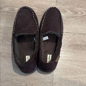 Dearfoams Brown Suede Slip-On Loafers with Plush Lining